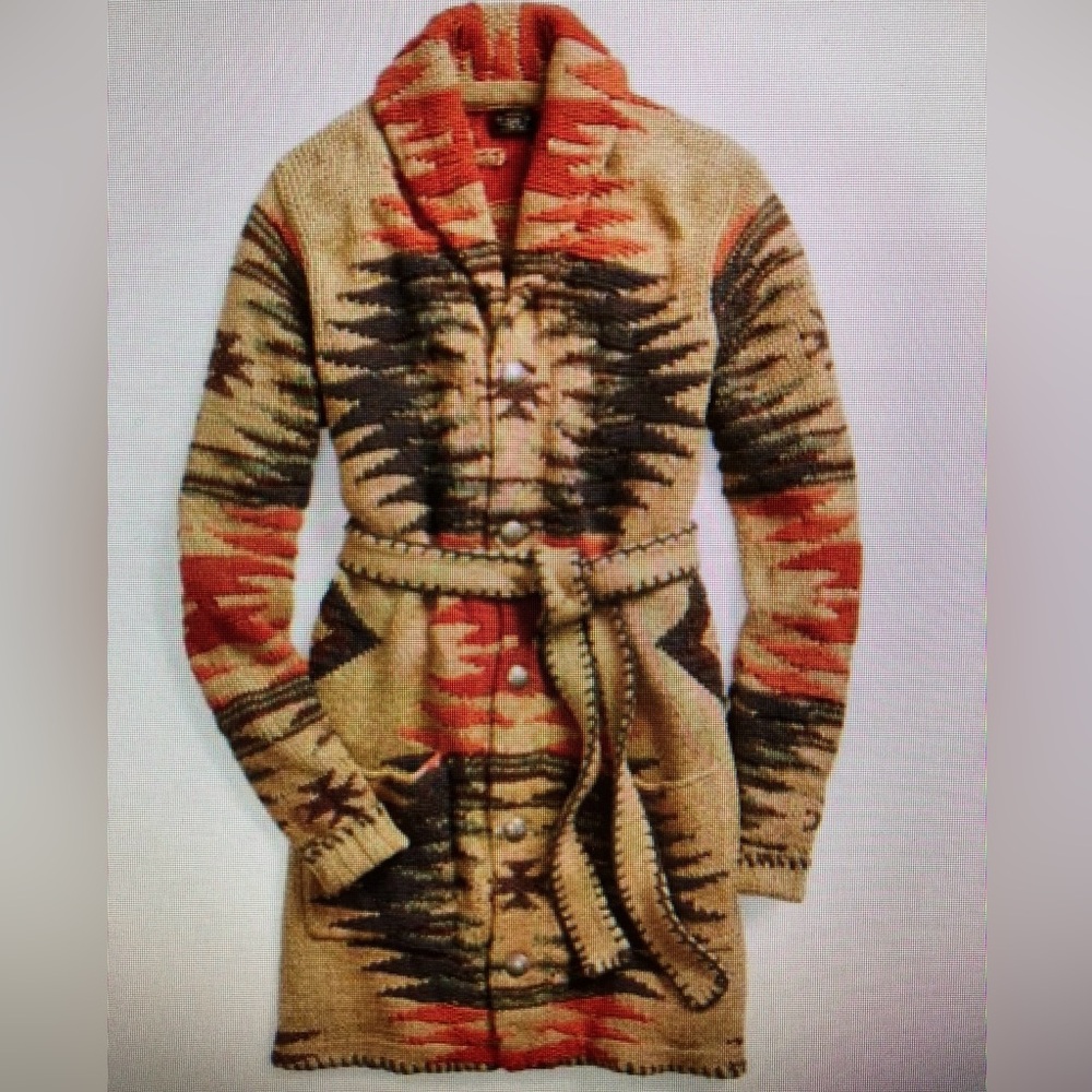 Ralph Lauren Double RL Multicolor Shawl Collar Sweater